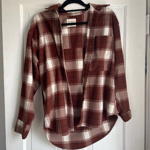 Abercrombie & Fitch Brown and White Casual Button Down Shirt